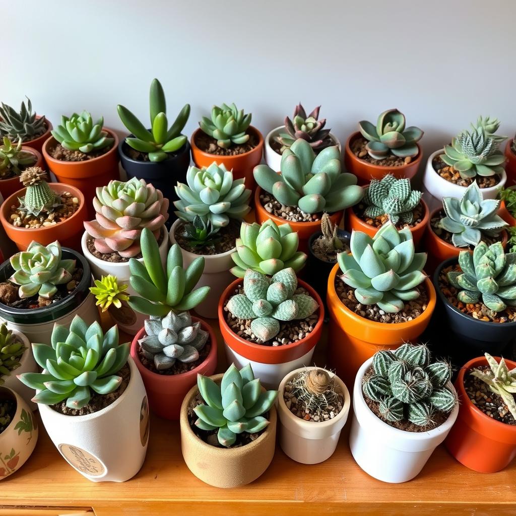 Suculentas e cactos para jardim dos sonhos em miniatura Suculentas e cactos para jardim dos sonhos em miniatura
